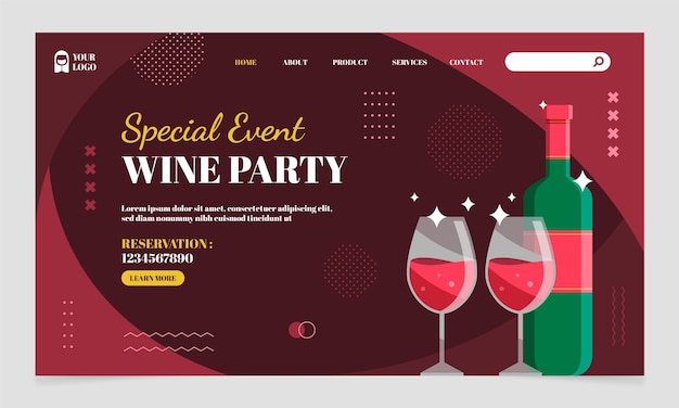 Weinparty-landingpage im flachen design