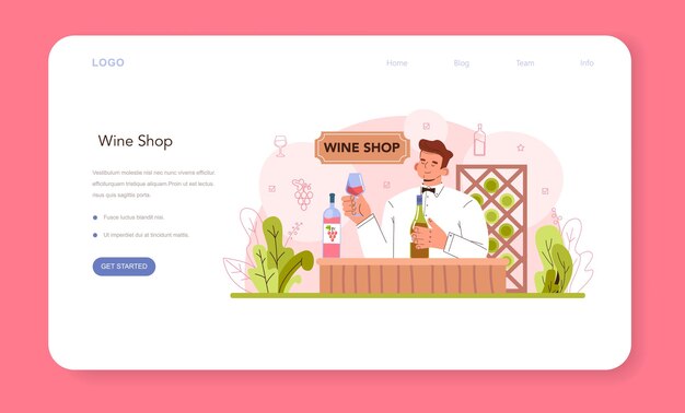 Weinproduktions-Webbanner oder Landingpage-Traubenwein in Flaschen