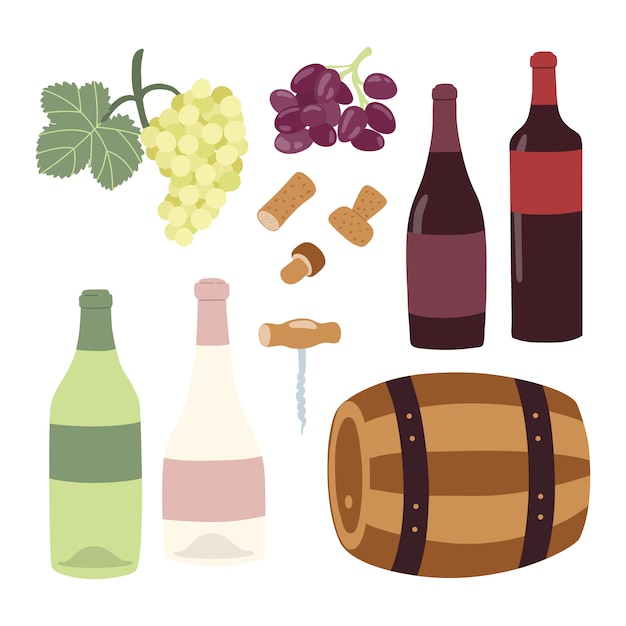 Weinproduktionshandzeichnungs-illustrationssatz.