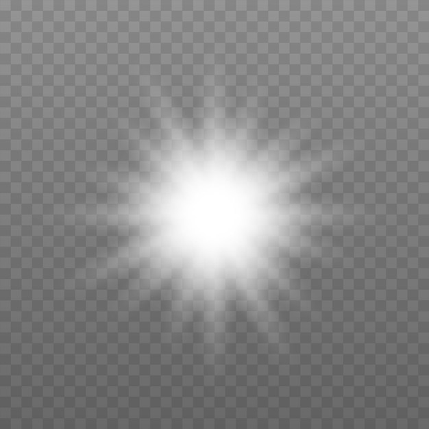 Weiß leuchtende lichtexplosion mit transparenter vektorillustration