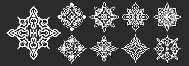 Vektor weiß, schwarz, mandalas, vektor, set