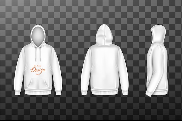 Weiße Blätter hinten und seitlich Hoddie-Mockup-Design