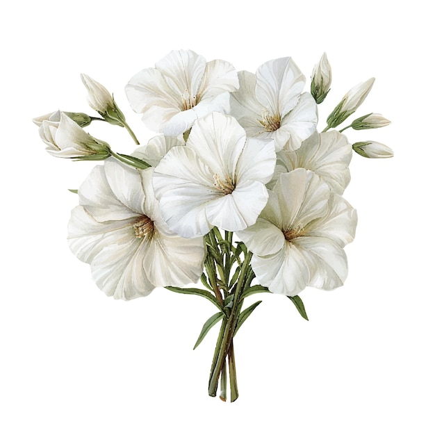 weiße Blumensträuße Vektorillustration im Aquarell-Stil