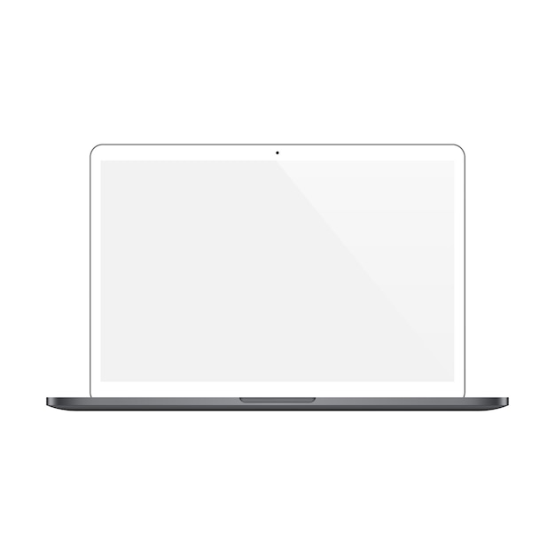 Weiße Farbe des Laptops mit leerem Bildschirm lokalisiert auf weißem Hintergrund