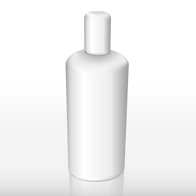 Weiße Flasche auf weißem Hintergrund