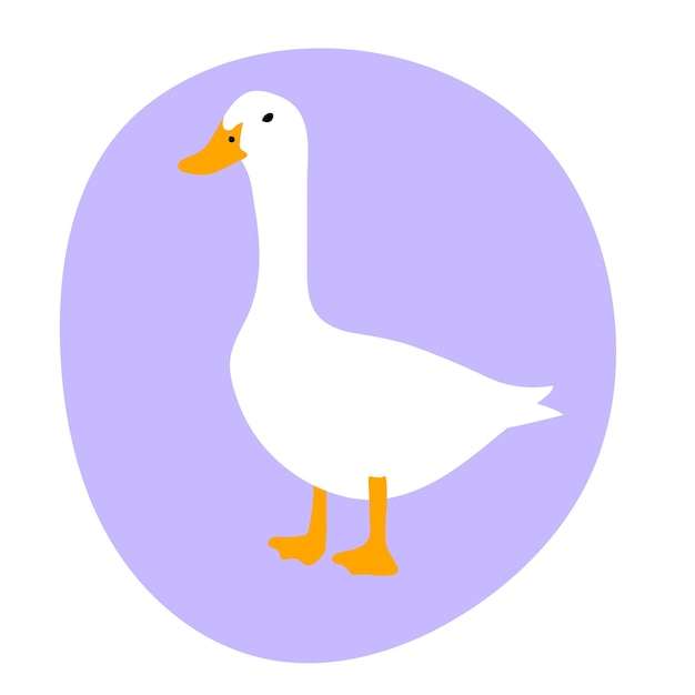 Weiße Gans auf einem farbigen Hintergrund Clipart Flat Style Hausvogel