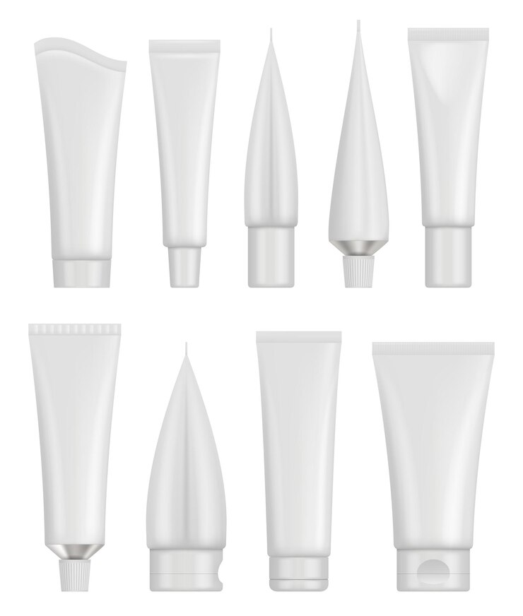 Vektor weiße gelpackung kosmetiktube für cremefarbene anständige vektorrealistische vorlagensammlung isoliert