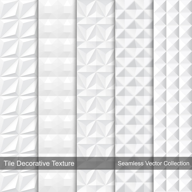 Weiße geometrische Textur-Vektorsammlung. Nahtlose 3D-Hintergründe