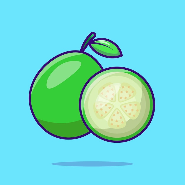 Weiße guava-frucht niedlicher cartoon flacher vektor-icon-illustration food-natur-icon-konzept isoliert