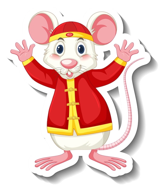 Weiße Ratte in chinesischer Kostümzeichentrickfigur