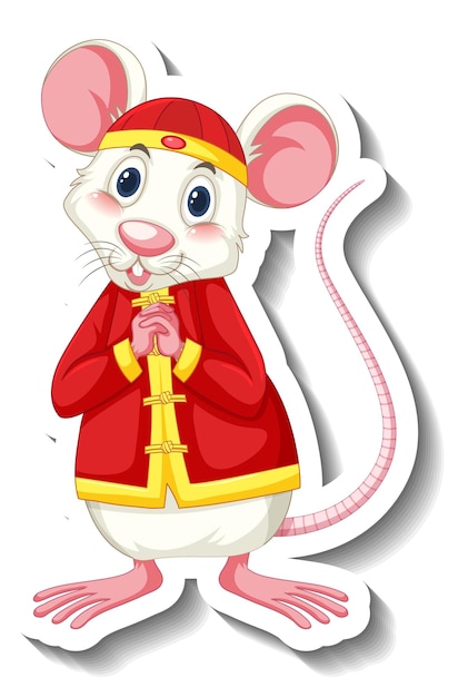 Weiße Ratte in chinesischer Kostümzeichentrickfigur