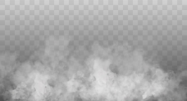 Weiße Rauchwolke, isoliert auf durchsichtigem Hintergrund Vektorrauch oder Nebel