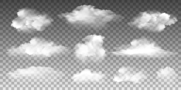 Weiße realistische 3D-Vektor-isolierte Wolke auf transparentem Hintergrund