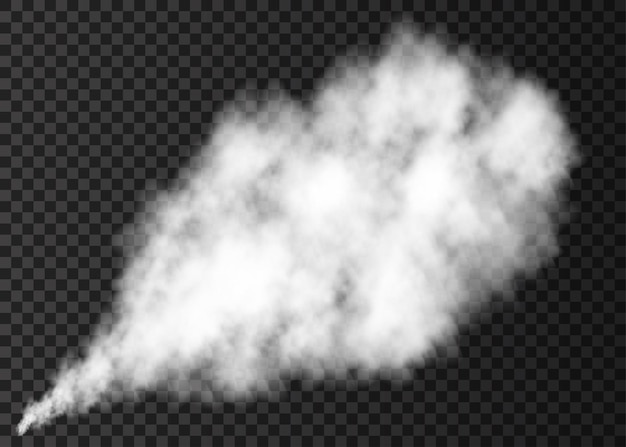 Weiße realistische rauchwolke isoliert auf transparentem hintergrund dampfexplosions-spezialeffekt