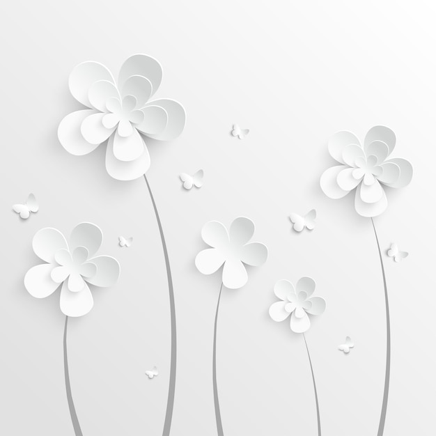 Vektor weiße rosen aus papier vektor-illustration geschnitten