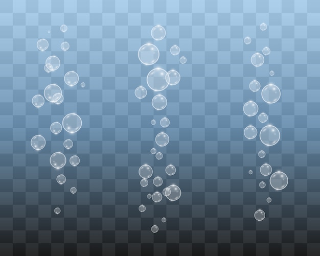 Weiße schöne Blasen auf einer transparenten Hintergrundillustration. Seifenblasen.