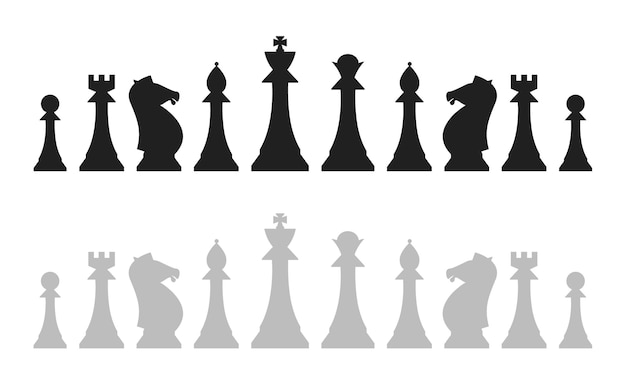 Weiße Teamschachfigur isolierte Vektorsilhouetten