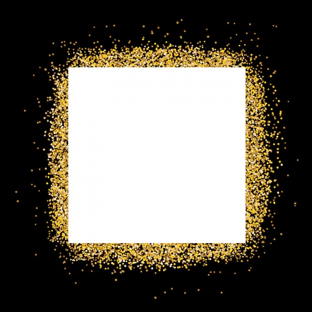 Weiße textbox auf goldfunkelnrahmen und schwarzem hintergrund