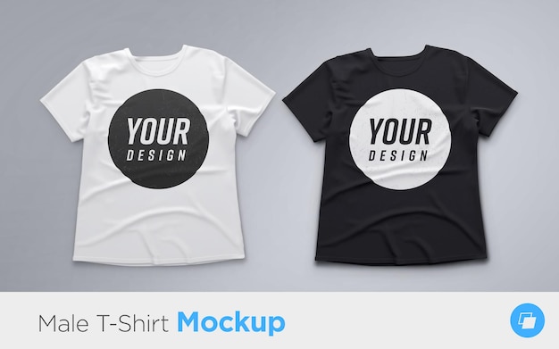 Weiße und schwarze Herren-T-Shirts gesetzt