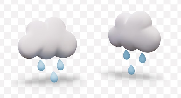 Weiße Wolke mit Regen Satz von Wettersymbolen im niedlichen Stil Vektorvorlagen für die Wettervorhersage