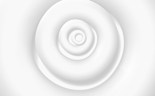 Weißer abstrakter 3D-Hintergrund mit Kreisen, die sich von der Mitte aus drehen