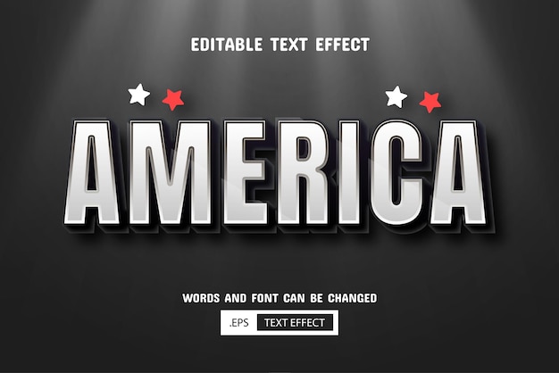 Weißer amerika-textbearbeitbarer 3D-Text-Effekt