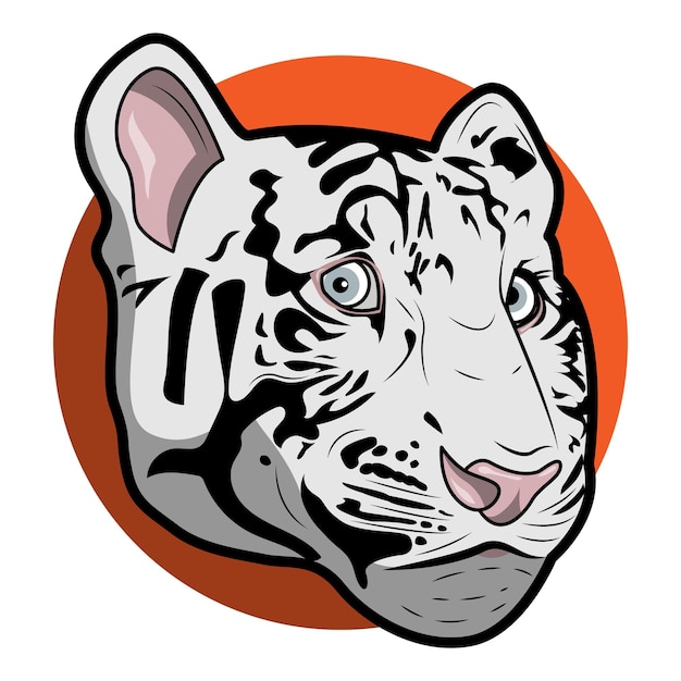Weißer bengal-tiger-baby-kopf-cartoon-vektor
