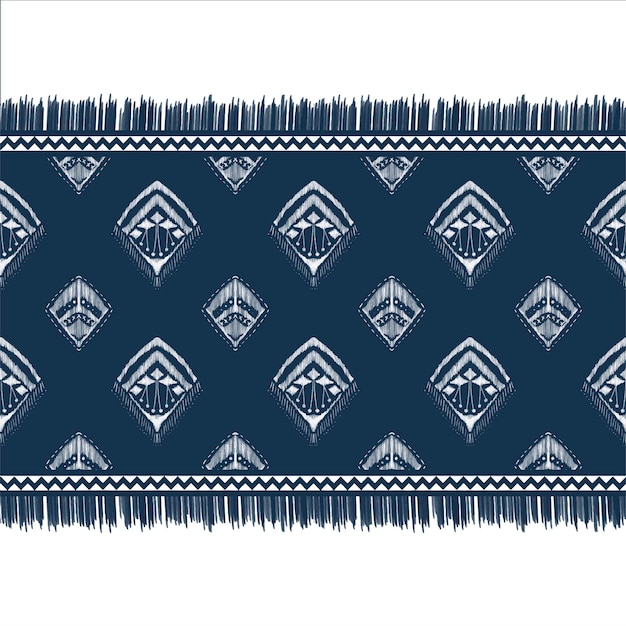 Weißer diamant auf indigoblau geometrisches ethnisches orientalisches muster traditionelles design für hintergrundteppichtapetenkleidungverpackungbatikstoff vektor-illustration stickerei-stil