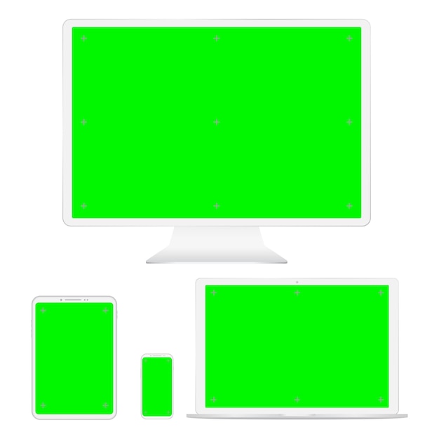 Vektor weißer grüner bildschirm für digitale gadgets