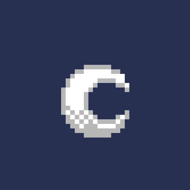 Weißer halbmond im pixel-art-stil