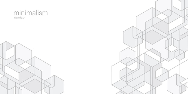 Weißer Hintergrund aus Würfeln und Linien Lineare geometrische Zeichnung Abstraktion