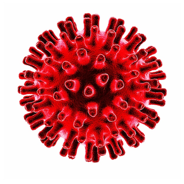 Weißer Hintergrund der COVID-19-Viruszelle Ausbruch des Coronavirus im Jahr 2019xDxA
