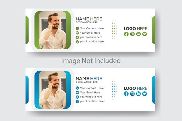 Weißer Hintergrund mit einem sauberen zeitgenössischen Layout für eine E-Mail-Signatur