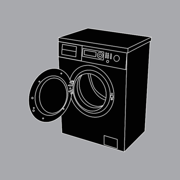 Weißer hintergrund silhouette symbol waschmaschine