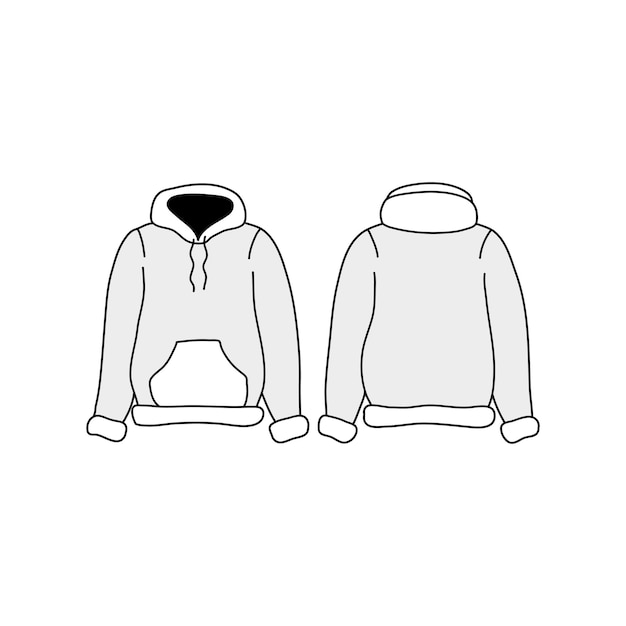 Vektor weißer hoodie mit vorder- und rückseite im vektordesign