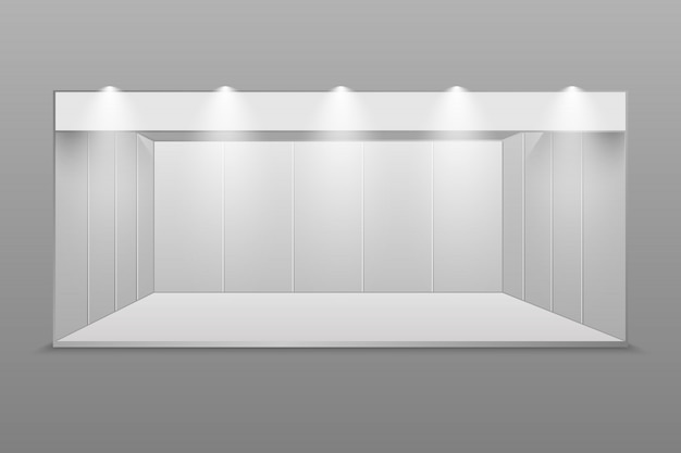Weißer leerer Ausstellungsstand.