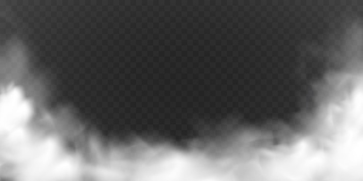 Vektor weißer nebel oder rauch auf dunklem copy space-hintergrund