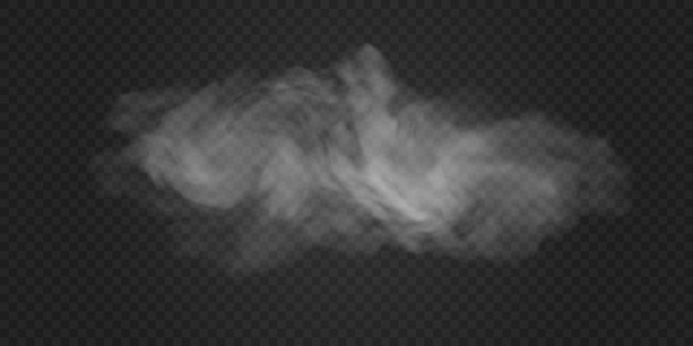 Vektor weißer nebeleffekt durchscheinender rauch auf dunklem hintergrund