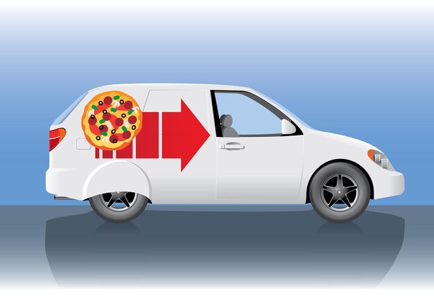 Weißer pizzalieferwagen