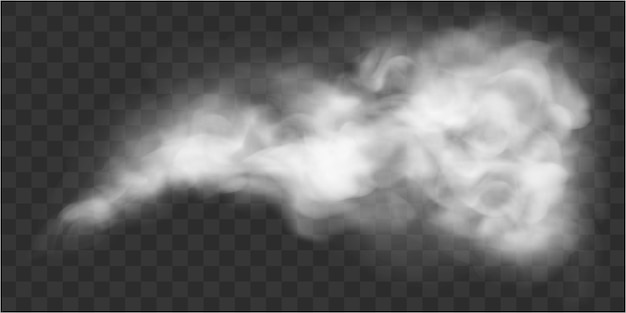 Weißer rauchnebel oder gaswolken realistische vektordarstellung isoliert auf transparentem hintergrund