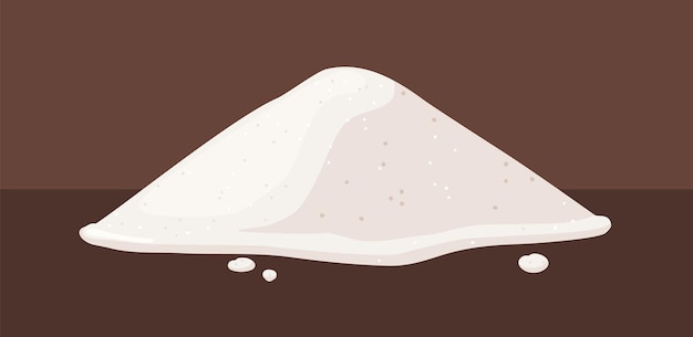 Weißer Rübenzucker Sandhaufen Granulierte süße Lebensmittelzutat Granulate Kristalle Haufen Krümel flache Cartoon-Vektorillustration