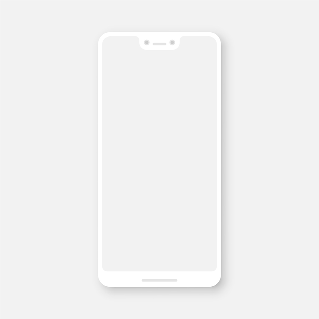 Weißer Smartphone-Spott oben mit leerem Bildschirm auf Weiß