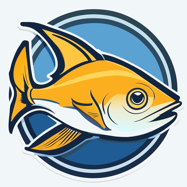 Weißer Thunfisch handgezeichnetes Cartoon-Aufkleber-Symbol-Konzept isolierte Illustration