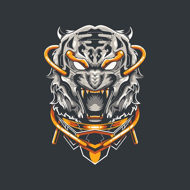 Weißer tiger illustration und t-shirt design