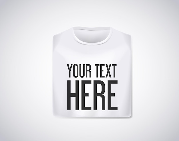 Weißes gefaltetes T-Shirt-Modell isoliert mit Schriftzug für Werbung