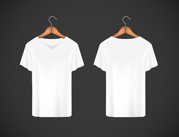Weißes Herren-T-Shirt. Realistisches Modell. Kurzarm-T-Shirt-Vorlage auf dem Hintergrund.