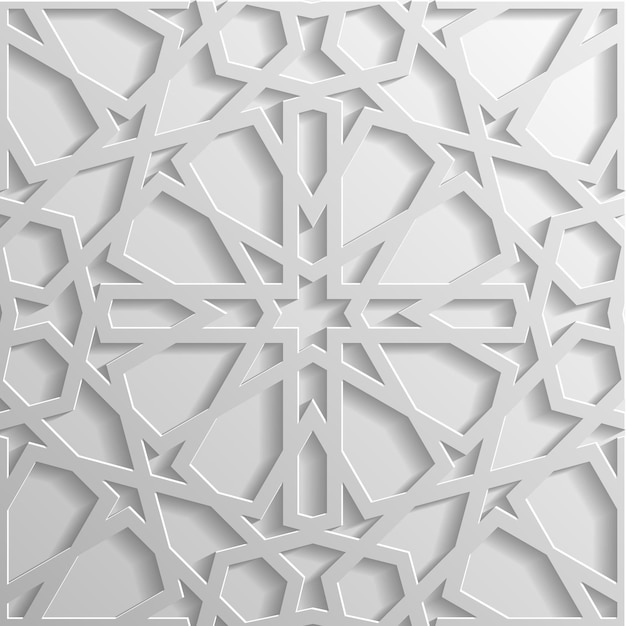 Weißes islamisches muster im 3d-stil vektorillustration
