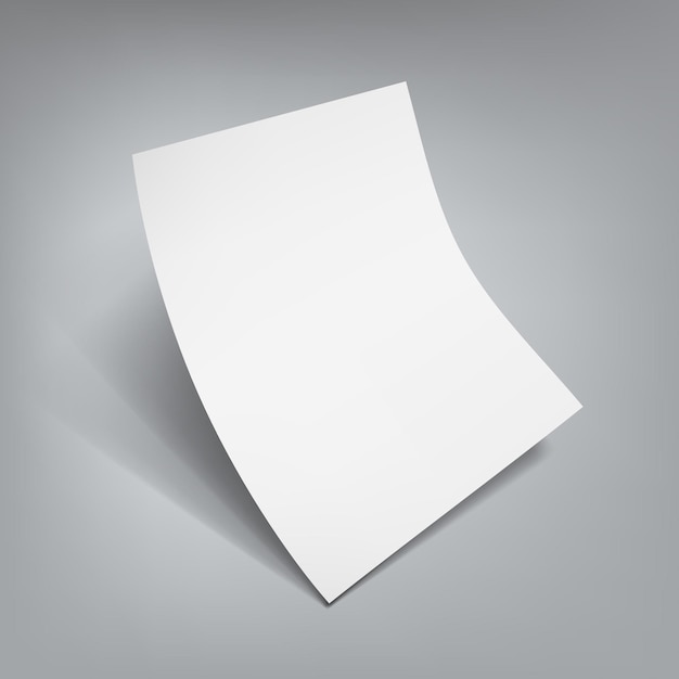 Vektor weißes, klares, fliegendes blatt papier mit schatten