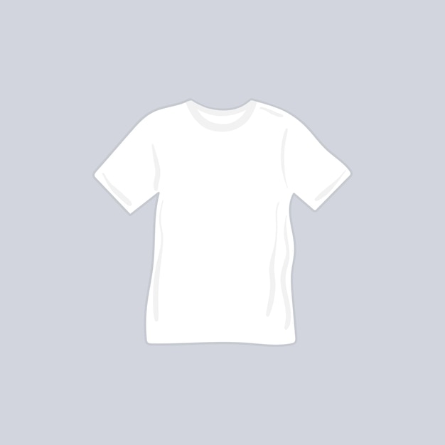 Weißes Kurzarm-T-Shirt-Mock-up Vorderansicht Vektorvorlage Handgezeichnet
