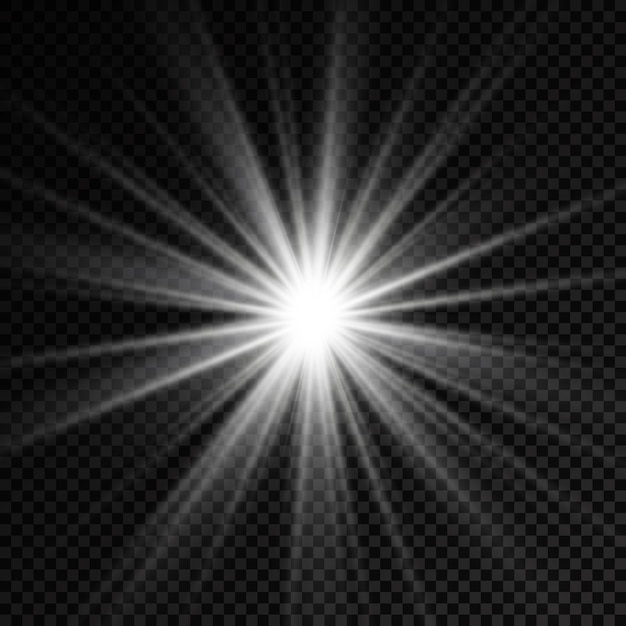 Vektor weißes leuchtendes licht platzte leuchtende helle sterne sonnenstrahlen lichteffekt aufflackern des sonnenscheins